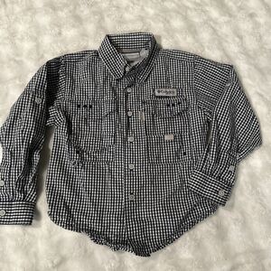 Columbia Boys Size 6-7 Years XS PFG Fishing Gear Shirt Black White Kids vented